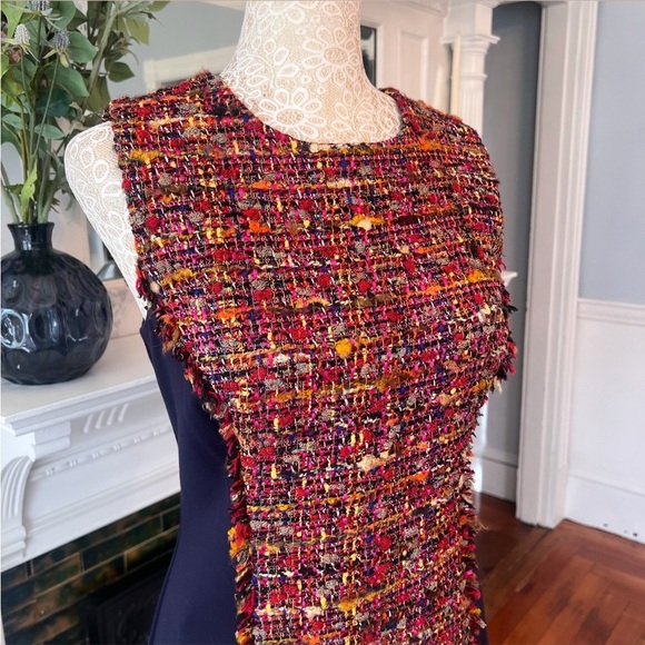 DIANE VON FURSTENBERG Jacey Rubiate Tweed Sleeveless Shift Dress Size 6 - Picture 8 of 16